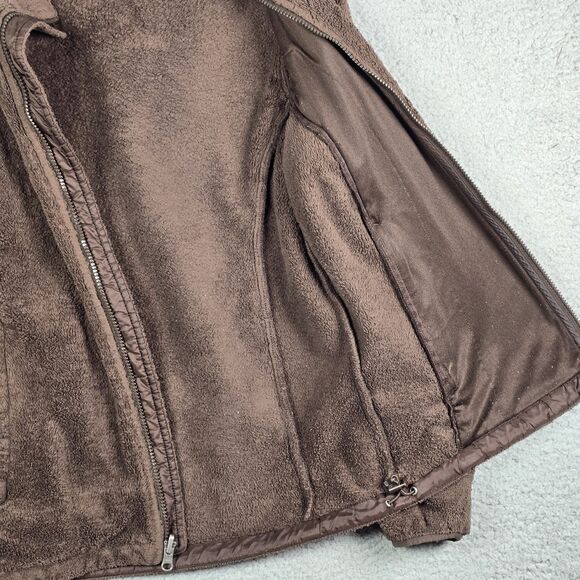North Face Osito Brown Plush Fleece Jacket Full Zip Soft Teddy Cozy Women Large - Picture 12 of 13